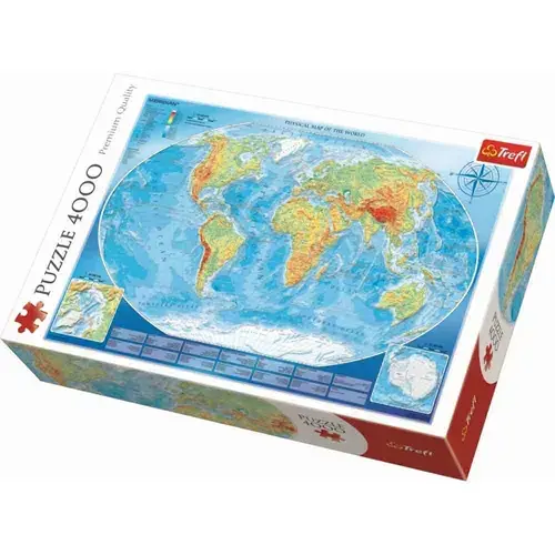 Puzzle Trefl Harta fizica a lumii, 4000 piese