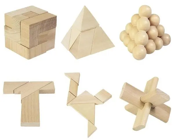 Puzzle-uri din lemn pentru copii Goki - 24 buc., in punga de bumbac