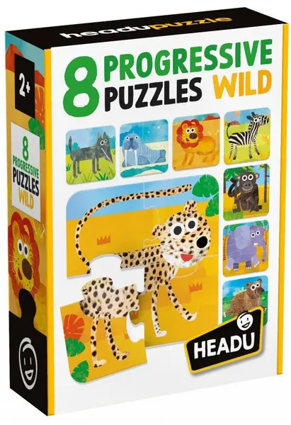 Puzzle-uri progresive educaționale Headu - Natură sălbatică, 8 bucăți