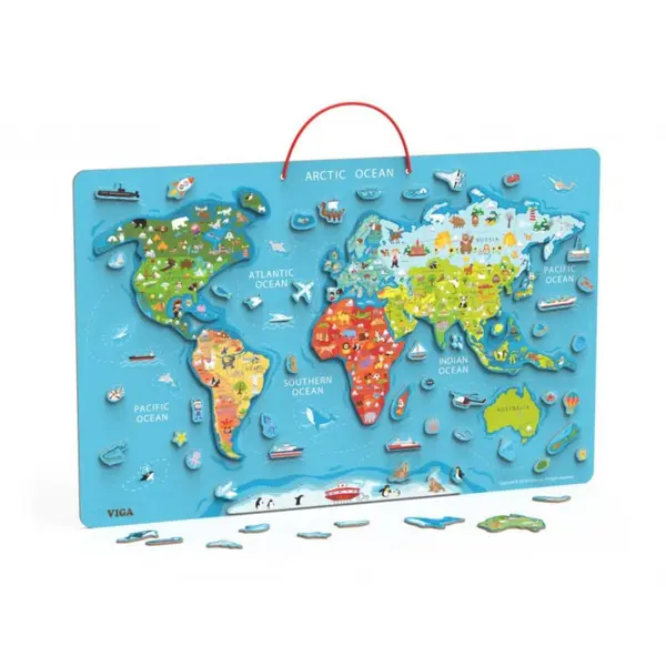 Puzzle Viga magnetic, Harta lumii si tabla de scris