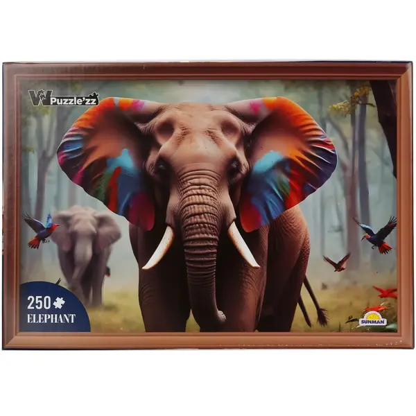 Puzzle Witty Puzzlezz, Elefant cu urechi colorate, 250 piese