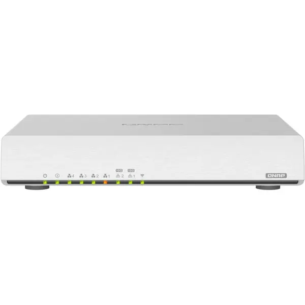 QNAP Router wireless QNAP QHora-301W, Banda dubla (2.4 GHz/ 5 GHz), Wi-Fi 6 (802.11ax), 2475 Mbit/s, 10 Gigabit Ethernet, USB, Alb