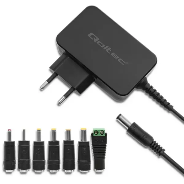 QOLTEC Adaptor de alimentare universal, Qoltec, 30W, 12V, 2.5A, 7 prize, Negru