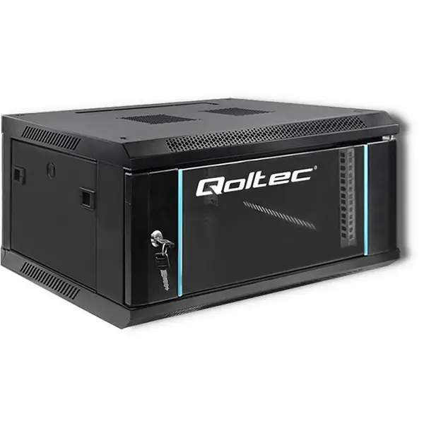 QOLTEC Dulap rack Qoltec 19 | 4U | 600 x 280 x 450 | Usi secure | Suport | Carcasa din otel | Incuietoare | Negru