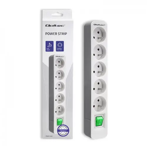 QOLTEC Prelungitor Qoltec | 5 prize | 1.8m | White-grey