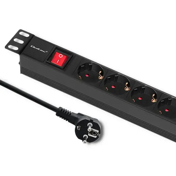 QOLTEC Prelungitor Qoltec for RACK 1U | 16A | PDU | 6xSCHUKO | 2m