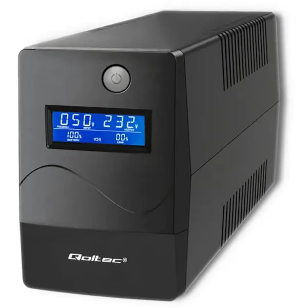 QOLTEC UPS, Qoultec, Line Interactive, Monolit, 450VA, 240W, LCD, USB, RJ45, Unda Sinusoidala Modificata, Baterie Integrata, 12V, < 40dB, 286 x 100 x 144 mm, Negru