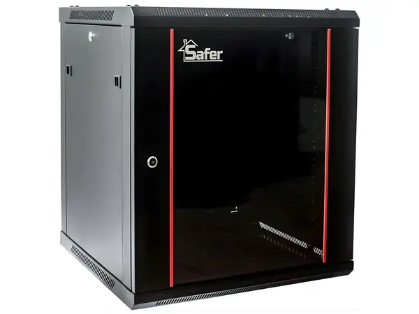 Rack 15U de perete, 600x600, yala cu cheie, usa din sticla securizata, Safer SAF-WMA-6615