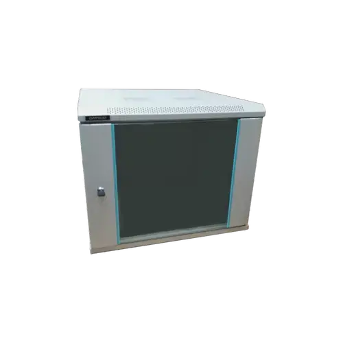 Rack 6U 600x450 DATEUP RAL7035, dezasamblat, montare pe perete, usa din sticla, panouri laterale detasabile si securizate