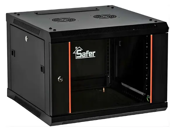 Rack 9U, montaj pe perete, 600x450, yala cu cheie, usa din sticla securizata, Safer SAF-WMA-6409