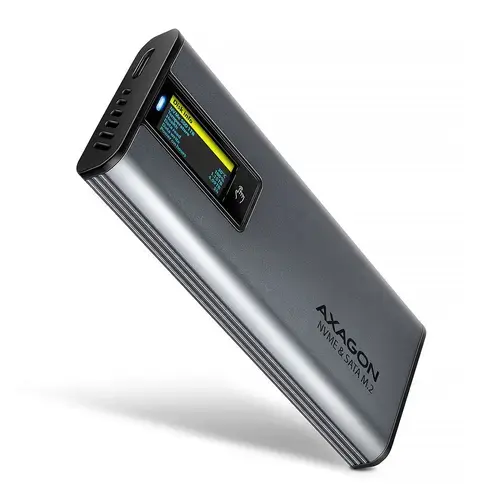 Rack Axagon EEM2-SD2 USB-C 10Gbps pentru SSD M.2 NVMe si SATA, Negru