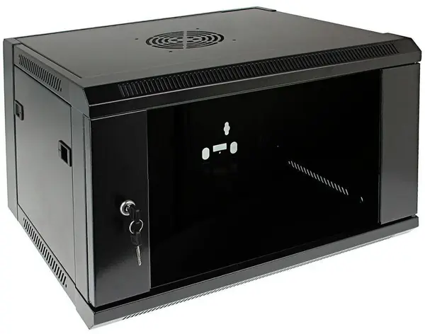 Rack de perete 9U, SOHO, 540x450mm, usa din sticla securizata, yala cu cheie, Safer SAF-WMQ5409