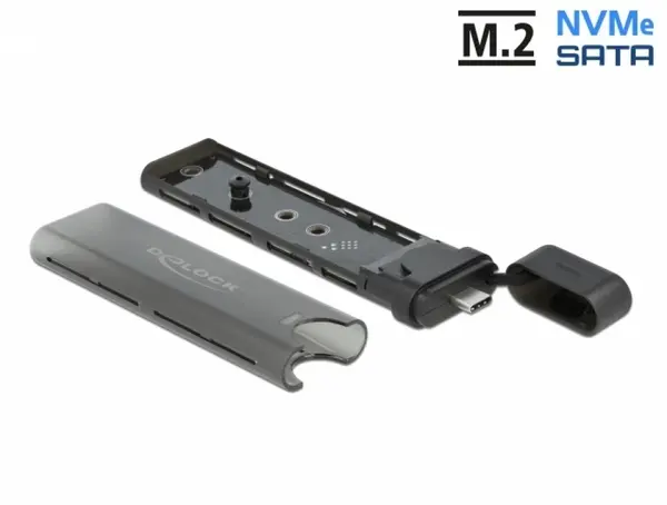 Rack extern Combo USB type C la M.2 NVMe PCIe + SATA SSD, Delock 42635