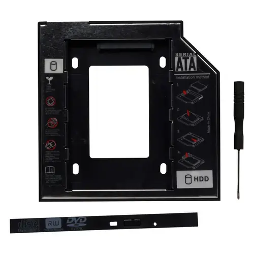 RACK intern SPACER SPR-25DVDN, caddy 12.7mm, 5.25inch - 2.5inch, interfata PC SATA (Negru)
