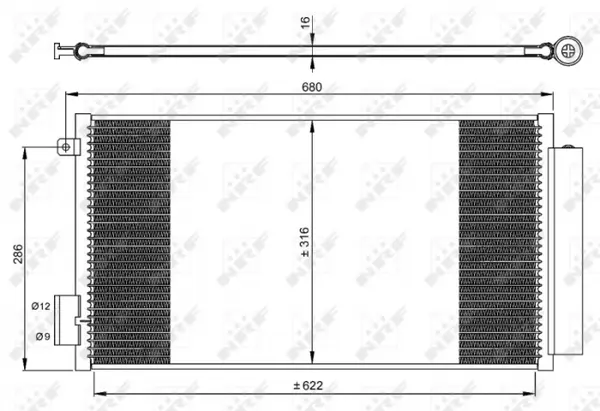 Radiator AC condensator cu uscator potrivit FIAT 500L, TIPO 0.9-1.6D 09.12-