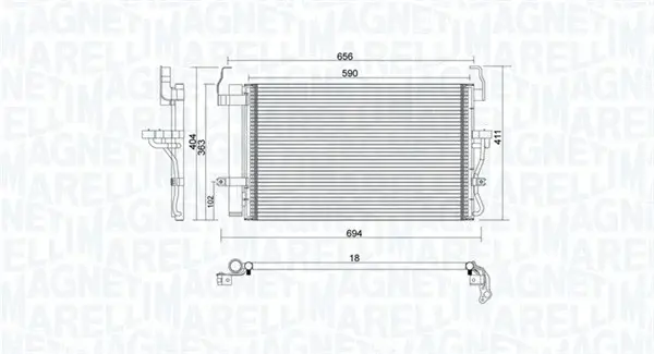 Radiator AC condensator cu uscator potrivit HYUNDAI COUPE II, ELANTRA III 1.6-2.7 06.00-08.09