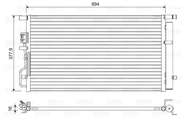Radiator AC condensator cu uscator potrivit HYUNDAI TUCSON; KIA SPORTAGE IV 1.6 2.0 2.0D 06.15-