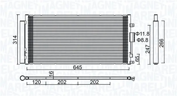 Radiator AC condensator potrivit ABARTH 500 595 695, 500C 595C 695C 1.4 08.08-