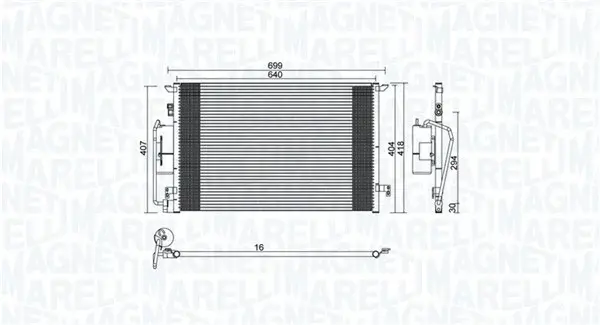 Radiator AC condensator potrivit ALFA ROMEO 147; FIAT CROMA; OPEL SIGNUM, VECTRA B, VECTRA C, VECTRA C GTS 1.8-2.4D 06.97-