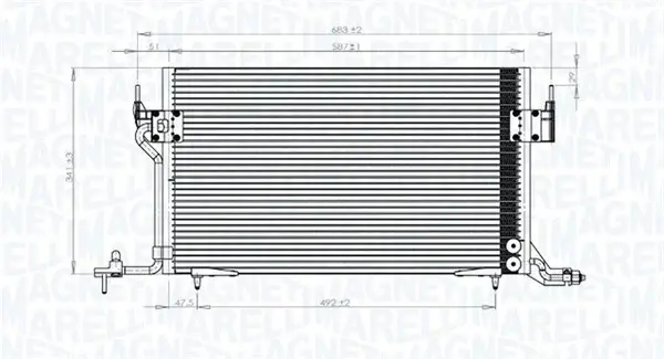 Radiator AC condensator potrivit CITROEN BERLINGO, BERLINGO MINIVAN, XSARA, ZX; PEUGEOT 306, PARTNER, PARTNER MINIVAN 1.1-2.0 03.91-12.15