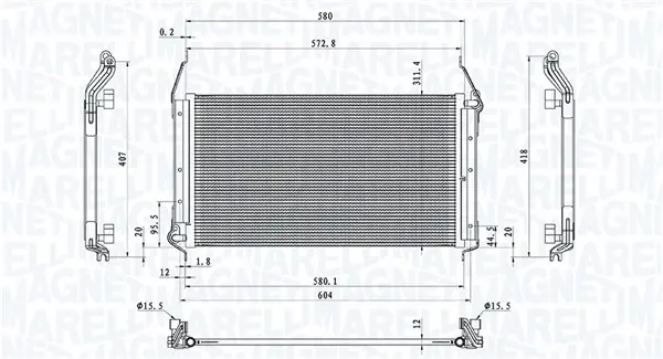 Radiator AC condensator potrivit FIAT BRAVA, BRAVO I, MAREA, MULTIPLA 1.4-2.0 10.95-07.02