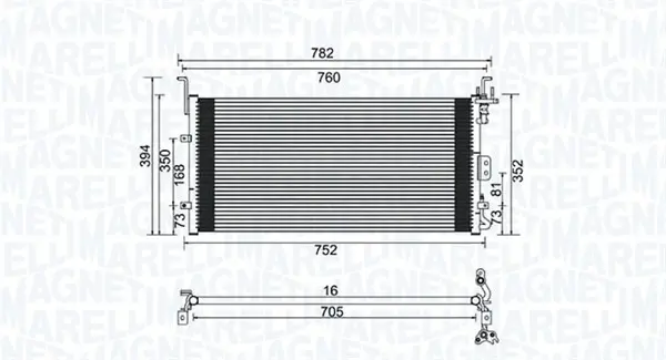 Radiator AC condensator potrivit HYUNDAI SONATA IV; KIA MAGENTIS I 2.0 2.5 2.7 05.01-09.05