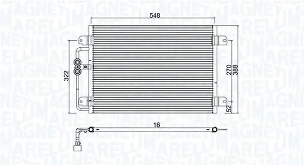 Radiator AC condensator potrivit RENAULT MEGANE I, MEGANE I CLASSIC, MEGANE I COACH, MEGANE SCENIC, SCENIC I 1.4-2.0 01.96-08.03