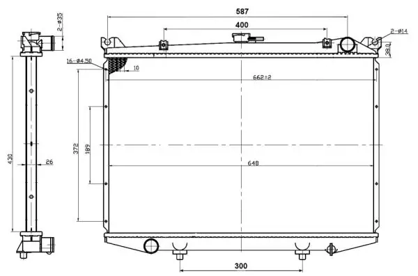 Radiator apa racire motor FORD MAVERICK; NISSAN PICK UP, TERRANO I 2.4 2.5D 2.7D intre 1986-1998