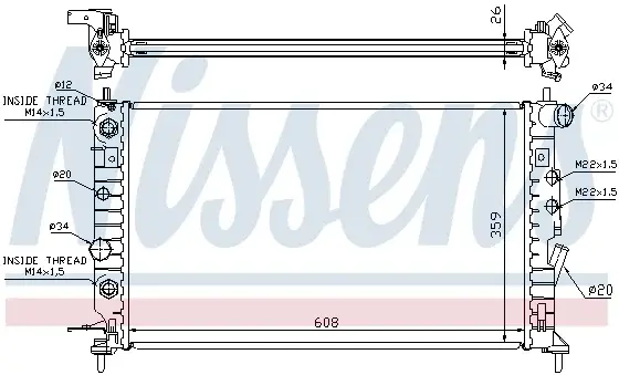 Radiator apa racire motor OPEL VECTRA B 2.5 2.6 intre 1995-2003