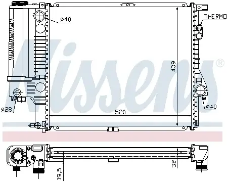 Radiator apa racire motor (transmisie automata manuala) BMW Seria 5 (E39) 2.0 2.5 2.8 intre 1995-2003