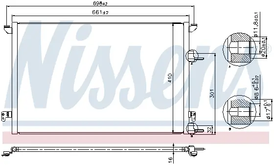 Radiator clima AC cu uscator CADILLAC BLS; SAAB 9-3, 9-3X 1.9D-2.2D dupa 2002