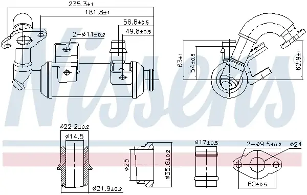 Radiator EGR potrivit FORD C-MAX, FOCUS C-MAX, FOCUS II, GALAXY II, MONDEO IV, S-MAX, TOURNEO CONNECT, TRANSIT CONNECT 1.8D 06.02-06.15