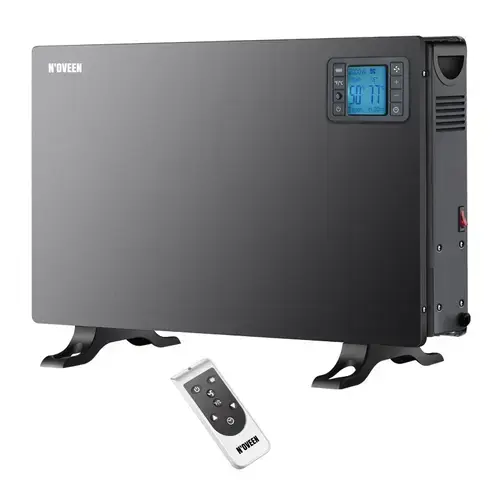 Radiator electric Noveen CH7100, LCD Smart, 2000 W, 3 trepte de putere, termostat reglabil si telecomanda (Negru)