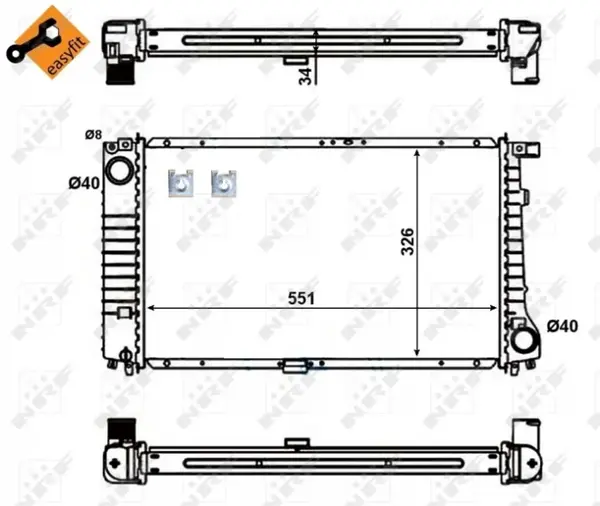 Radiator motor (cu elemente montaj) potrivit BMW Seria 5 (E34), 7 (E32), Z1 2.5 3.0 3.4 -09.95