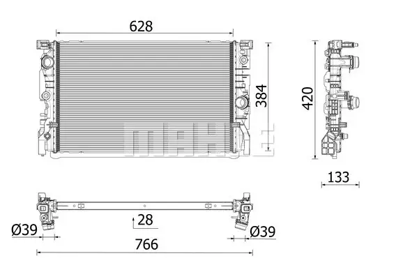 Radiator racire motor potrivit BMW Seria 5 (G30, F90), 5 (G31), 6 GRAN TURISMO (G32), 7 (G11, G12), 8 (G14, F91), 8 (G15, F92), 8 GRAN COUPE (G16, F93) 2.0DH 3.0DH 11.19-