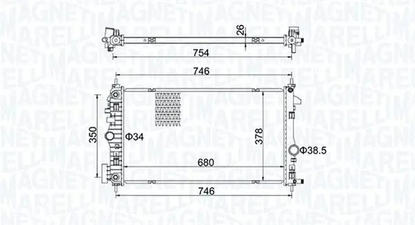 Radiator racire motor potrivit CHEVROLET MALIBU; OPEL INSIGNIA A, INSIGNIA A COUNTRY 1.6D 2.0D