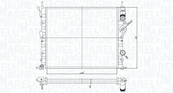 Radiator racire motor potrivit DACIA LOGAN, LOGAN EXPRESS, LOGAN MCV, SANDERO, SOLENZA; NISSAN KUBISTAR; RENAULT CLIO II, KANGOO, KANGOO EXPRESS, LOGAN I, MEGANE I, MEGANE I CLASSIC 1.2-2.0