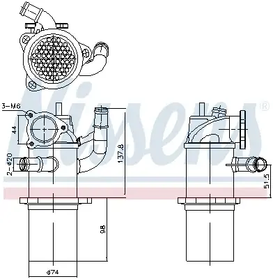 Radiator recirculare gaze esapament potrivit AUDI A4 ALLROAD B8, A4 ALLROAD B9, A4 B8, A4 B9, A5, A6 C7, Q5 2.0D 11.07-