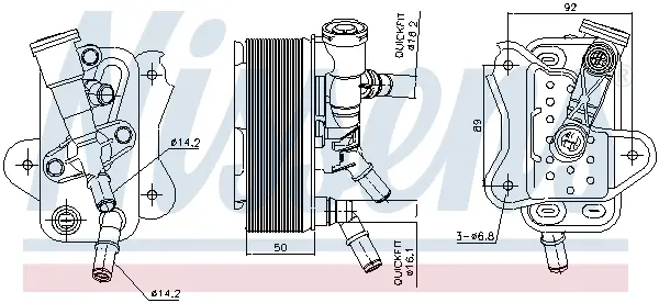 Radiator ulei termoflot cu carcasa filtru ulei potrivit BMW Seria 3 (E90), 3 (E91), 3 (E92), 3 (E93), 5 (F10), 5 (F11), 5 GRAN TURISMO (F07), 7 (F01, F02, F03, F04), X5 (E70), X6 (E71, E72) 2.0D 3.0D