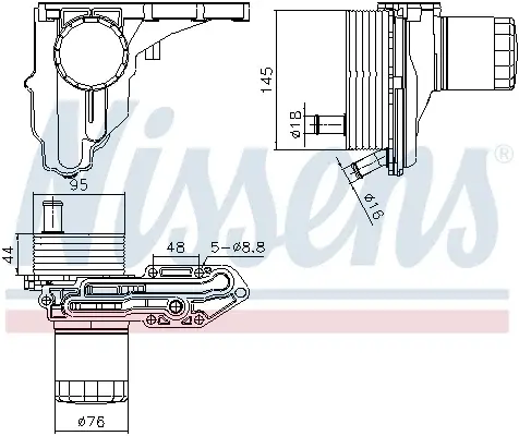 Radiator ulei termoflot cu carcasa filtru ulei potrivit FORD TRANSIT, TRANSIT V363 2.2D 2.4D 3.2D 04.06-12.18