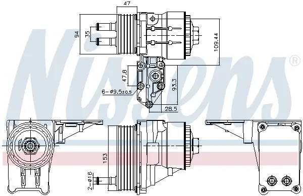 Radiator ulei termoflot cu carcasa potrivit FORD TRANSIT; LAND ROVER DEFENDER 2.4D 01.00-02.16