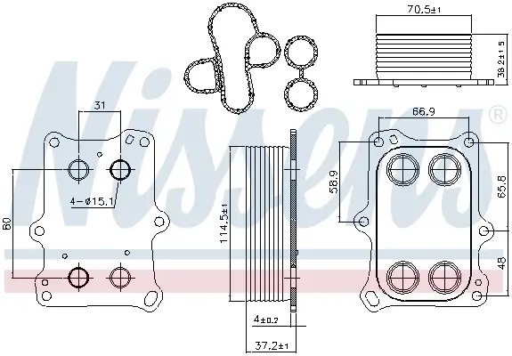 Radiator ulei termoflot potrivit ABARTH 124 SPIDER, 500 595 695, 500C 595C 695C, GRANDE PUNTO, PUNTO, PUNTO EVO; ALFA ROMEO GIULIETTA, MITO; FIAT 124 SPIDER, 500L, 500X, BRAVO II 1.4 1.4CNG 1.