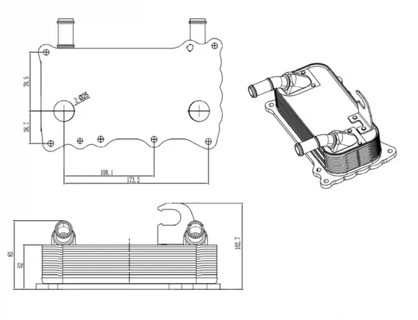 Radiator ulei termoflot potrivit PORSCHE 911, 911 SPEEDSTER, 911 TARGA 3.6 3.8 06.08-12.12