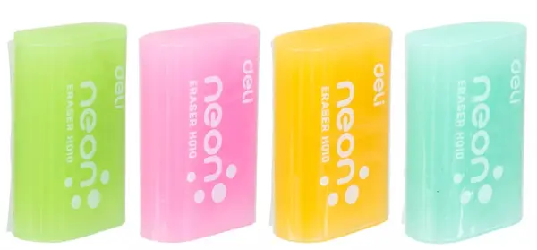 Radiera de creion Deli Neon - EH01000, colorata, sortiment