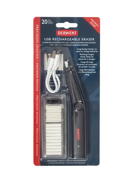 Radiera electrica Derwent raincarcabila USB 20 rezerve incluse neagra Radiera electrica Derwent reincarcabila USB 20 rezerve incluse neagra