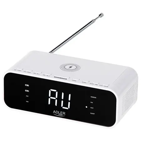 radio cu ceas incarcare wireless ad 1192 alb adler
