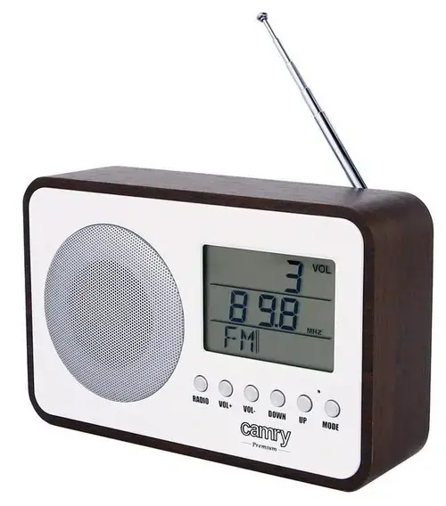 Radio digital Camry CR 1153 , ceas, termometru, alarma, lcd, calendar, 5 W (Alb/Maro)