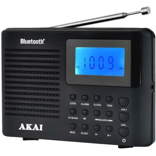 Radio portabil Akai APR-400, Bluetooth 5.0, AM/FM, Negru