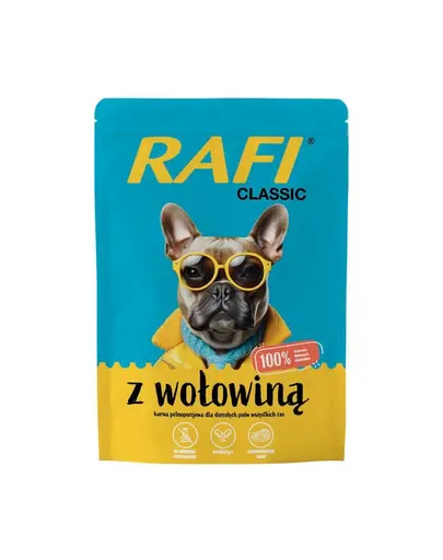 RAFI Classic hrana umeda cu vita pentru caini 400g