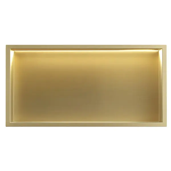 Raft baie incastrat in perete 30x60 cm, auriu periat, cu LED, Rea